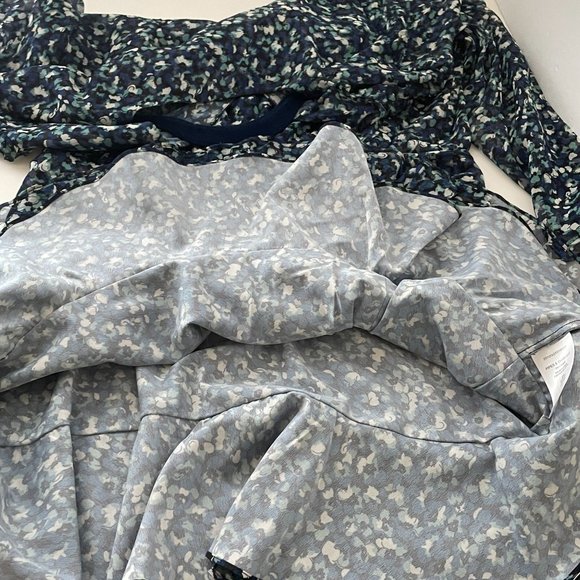 Veronica Beard Dress Anjali Ruched Blue Floral Print Silk Mini Length Womens 14 - Picture 10 of 14